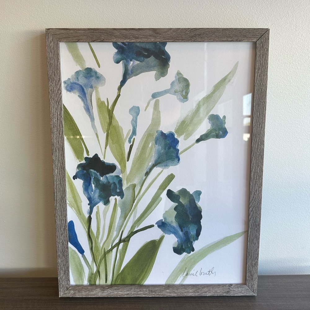 Floral picture light wood frame